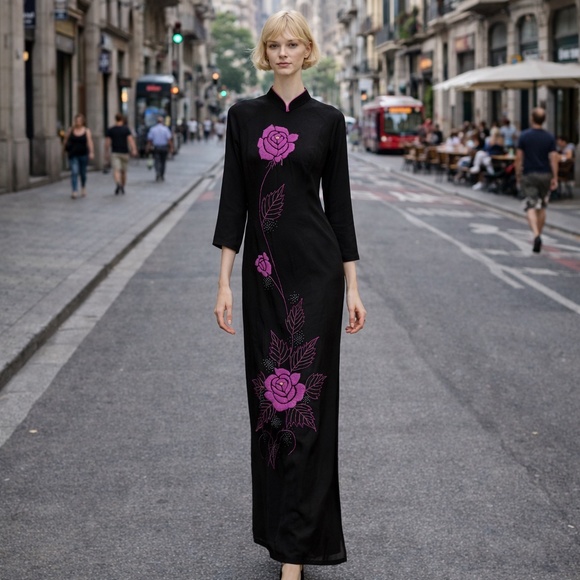 Dresses & Skirts - Stunning Vintage Beaded Chinese-Style Dress